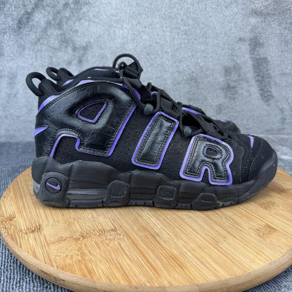 Nike Air More Uptempo Shoes Youth Size 6.5Y Black Purple Basketball DX5954-001 - Picture 1 of 9